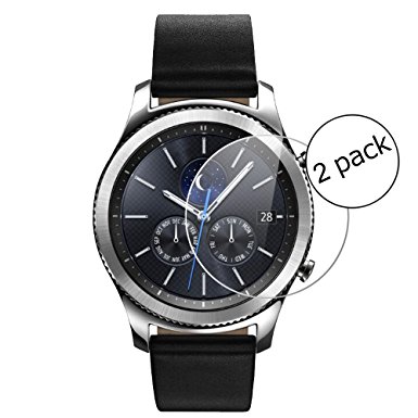 Samsung Gear S3 Classic Screen Protector, Wrcibo 9H Hardness HD Clear Tempered Glass Screen Protector for Samsung Gear S3 Classic with Bubble Free, Scratch Resistant
