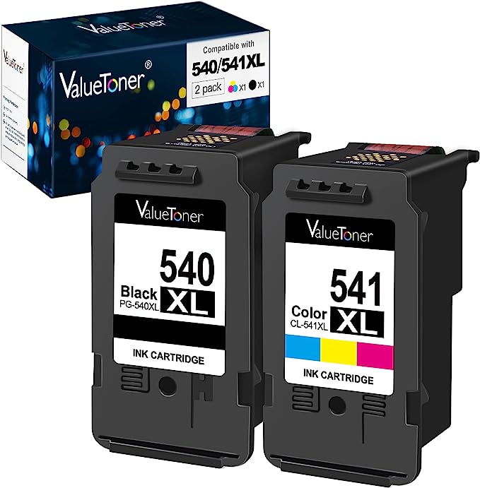 Valuetoner 540 541 XL Remanufactured Ink Cartridge Compatible for Canon Printer Cartridges PG-540 XL CL-541 XL for Canon Pixma TS5150 Cartridges MG3650 MG3600 MX475 MX535 MG3500 (Black, Color)