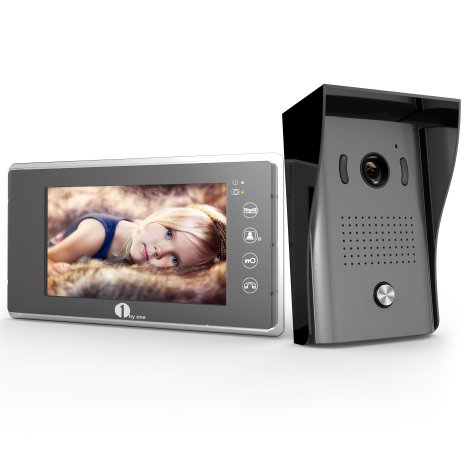 [Upgrade Version]1byone 7" Color LCD Touch Screen Wired Video Doorbell, With Video Recording and PhotoTaking Function, 120 Degrees Wide-Angle VP-0636