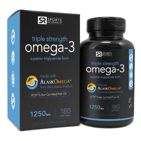 Omega-3 Fish Oil 1250mg (Triple Strength) 180 gelcaps| Contains the highest levels of triglyceride Omega-3s EPA & DHA per softgel | Best Omega support for a Healthy Heart - IFOS 5 Star Certified