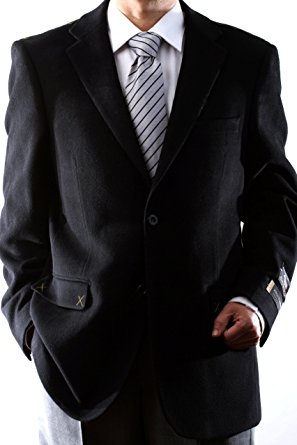 Men's 2 Button Luxury Wool Cashmere Black Sport Coat