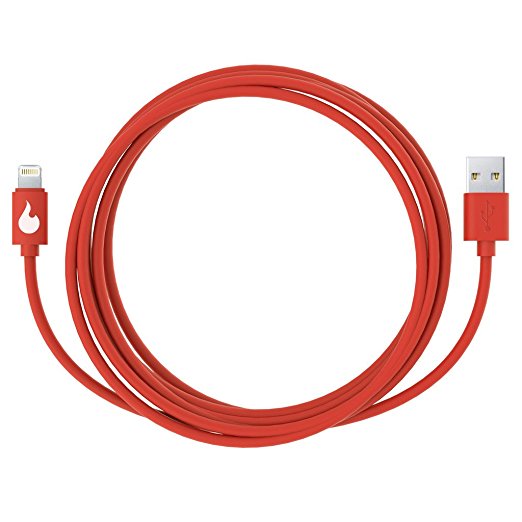 Firehose Cable: Red 2 Meter (6.6 Feet) Apple Mfi Certified Lightning to USB Cable with Cable Tie for iPhone 6 / iPhone 6 plus