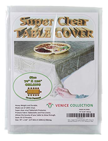 R&L Super Clear and Durable 100% Vinyl Tablecloth Protector 70" X 126" Oblong