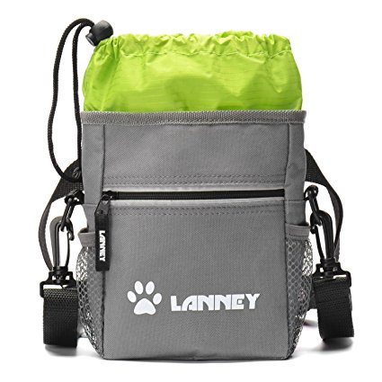Pet Treat Pouch for Training and Walking - Dog Training Pouch Treat Bag with Drawstring Inner, Poop Bag Dispenser, Metal Clip, Adjustable Waist Belt & Shoulder Strap