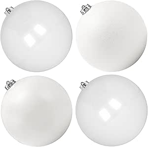 Extra Large Size Outdoor Christmas Ornaments, Oversized Huge Big Shatterproof Xmas Christmas Plastic Balls for Outside Lawn Yard Tree Hanging Decorations (8"/200mm, White, 4 Packs)