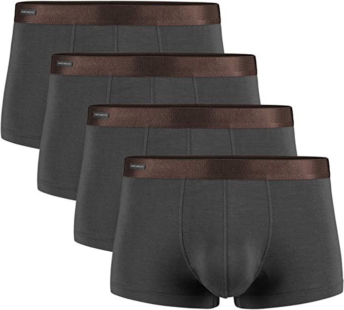 DAVID ARCHY 4 Pack Basic Solid Ultra Soft Men's Bamboo Rayon Underwear Trunks