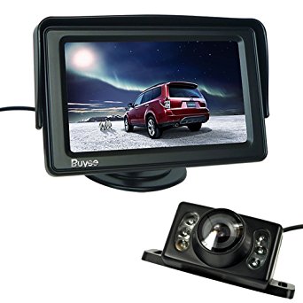 Buyee 4.3" TFT LCD Rear View Monitor and Night Vision Car Reverse Backup Camera led Car Rear View Reverse Reversing Waterproof Colour Video Camera Kits