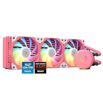 Vetroo V360 Pink 360mm CPU Water Liquid Cooler AMD/Intel LGA1200 Ready All-in-One Cooling System w/Controller 3X 120mm ARGB Motherboard Sync Fans High Efficiency 360mm Radiator