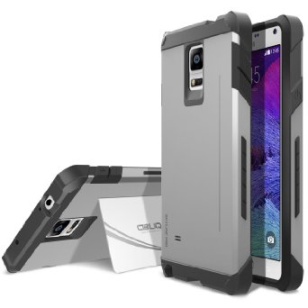 Galaxy Note 4 Case OBLIQ Skyline ProGun Metal with Kickstand Slim Fit Bumper Scratch Resist Metallic Finish Dual Layered Heavy Duty Hard Protection High Quality Clear Case for Galaxy Note 4