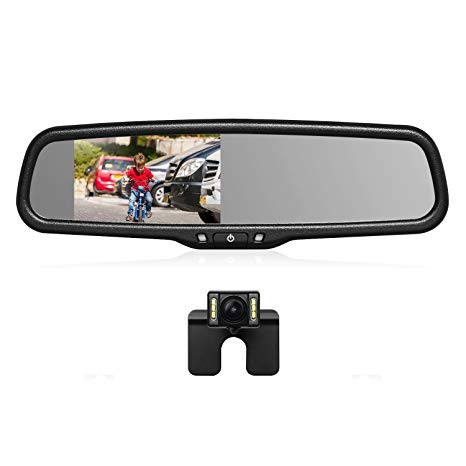 AUTO-VOX T2 Reversing camera Kit 4.3'' LCD Stable Signal OEM Car Rear View Camera Monitor Parking and Reverse Assistant with IP 68 Waterproof LED Night View Car Mirror Camera for Cars Trucks RVs