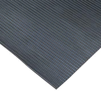 Rubber-Cal 03_167_W_RC_20 Ramp Cleat Non-Slip Outdoor Rubber Floor Mats, 1/8" Thick x 3' x 20', Black