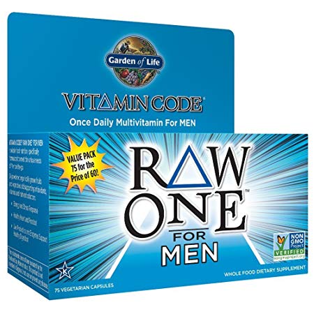 Garden of Life Multivitamin - Vitamin Code Raw One Whole Food Vitamin Supplement with Probiotics, Vegetarian, 75 Capsules (150 Count, Men)