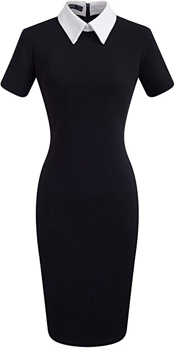 HOMEYEE Women's Celebrity Turn Down Collar Business Bodycon Dresses