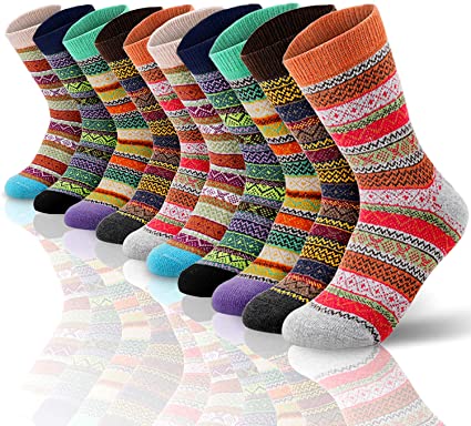 SEVENS Women Wool Socks for Winter, Vintage Winter Socks Thick Cozy Knit Wool Socks for Women (B- 10 Pairs)