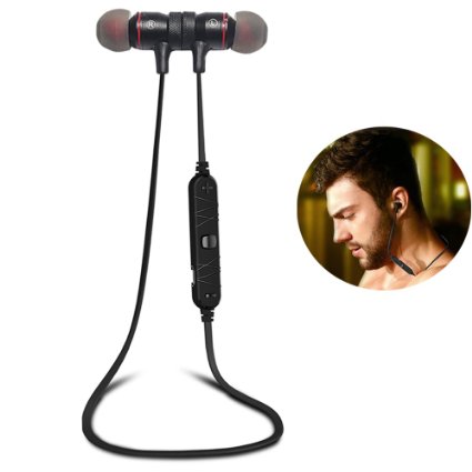 Bluetooth Headphones Magnet Attraction V40 Wireless Earbuds In-Ear Noise Reduction Headphones with Microphone for Running and Sports Sweatproof Stereo Bluetooth Headset Earphones Black