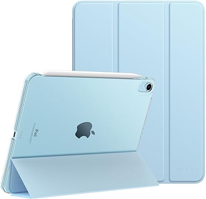 MoKo for iPad Air 5th Generation Case 2022/ iPad Air 4th Generation Case 2020 10.9 Inch with Auto Wake/Sleep,Translucent Hard Back Case Cover for iPad Air 5,Support Touch ID, Sky Blue