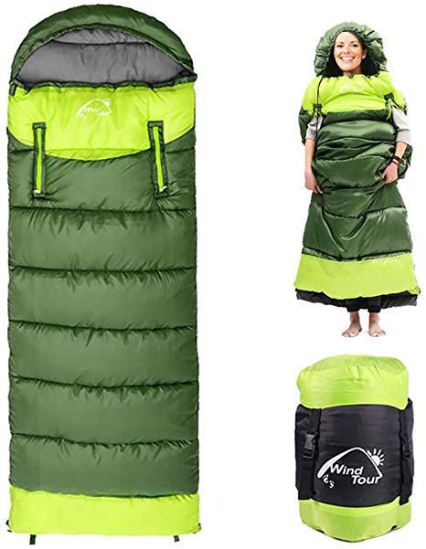 0 Degree Wearable Sleeping Bag for Adults Compact Lightweight Cold Weather Mummy Sleeping Bags for 2-3 Season Camping Backpacking