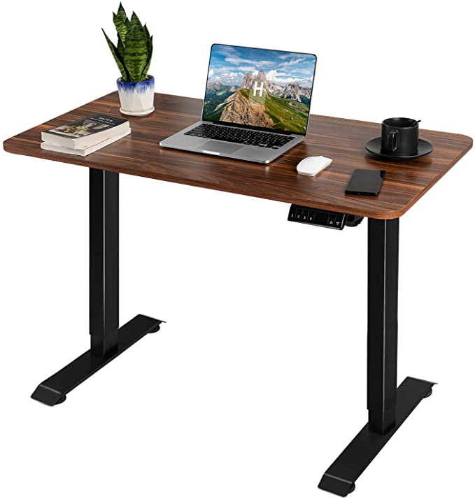Homall Height Adjustable Electric Standing Desk Office Computer Desk 110cm Sit-Stand Pc Desk Home Standing Table For Workstation with Automatic Memory, Brown
