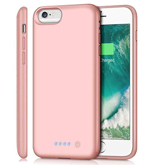 Battery Case for iPhone 6s Plus/6 Plus/7 Plus/8 Plus 8500mAh, Rechargeable Charging Case for iPhone 6Plus Extended Battery Pack Charger Apple 6s Plus Portable Power Bank Cover for 7P 8P (Rose Gold)