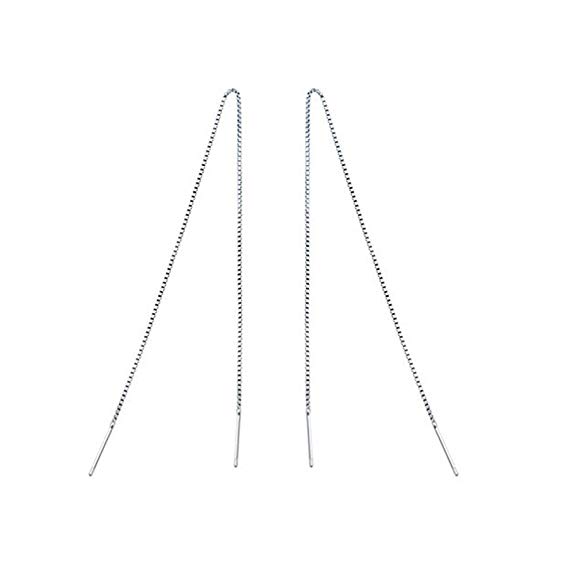 JAJAFOOK 925 Sterling Silver Simple Tassel Threader Drop Bar Party Earrings 6 Lengths
