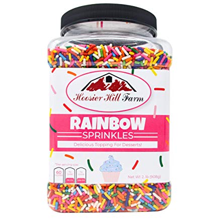 Hoosier Hill Farm Rainbow Decorating Sprinkles, Large 2 lbs Jar