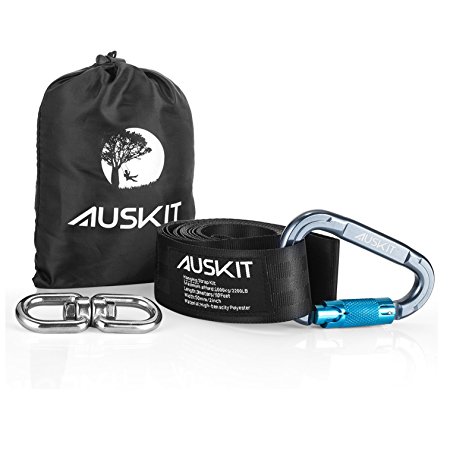 AusKit Swing Hanging Strap Kit, Swing Strap(10 FT) with Strong Carabiner,Hang Any Swing from Your Tree - Quick, Easy and Safe Installation