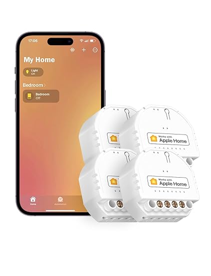 Meross Interrupteur Connecté (FIL NEUTRE REQUIS), Lot de 4 Interrupteur Module WiFi Compatible avec HomeKit, Siri, Alexa et Google Home, Commutateur Mural avec Commande Vocale et Contrôle à Distance