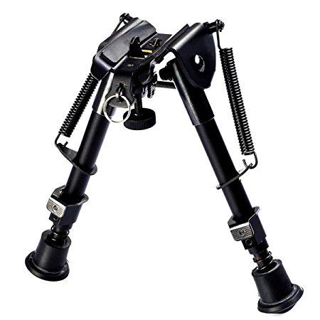 Goplus Hunting Rifle Bipod 6" to 9" Adjustable Spring Return Sniper Sling Swivel Mount