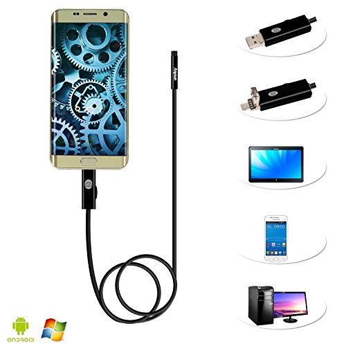 Anysun USB Endoscope Borescope with 2.0 Megapixel, 6 LED 9mm Flexible OTG Waterproof Digital Inspection Camera (3.5m/11.48ft Cable)  Works with Android Smartphone and PC.