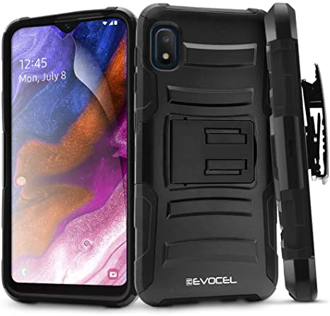Evocel Galaxy A10E Case with HD Screen Protector and Belt Clip Holster for Samsung Galaxy A10E, Black