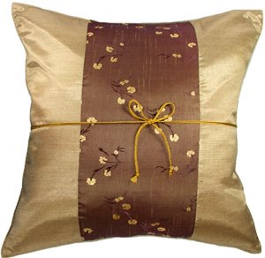 Artiwa Vegus Gold Floral 16"x16" Silk Couch Bedroom Decorative Throw Pillow Cover Gift Idea