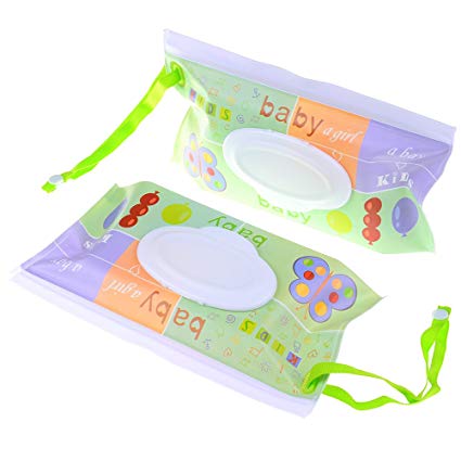 LIGONG 2PCS Reusable Wet Wipe Pouch Travel Wet Wipe Case Wipes Dispenser Baby Eco Friendly Wipe Pouches