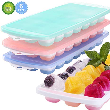 Ice Cube Trays, 3 Packs Food Grade Flexible Silicone Ice Cube Molds Tray with Lids, Easy Release Ice Trays Make 63 Ice Cube, Stackable Durable and Dishwasher Microwave Safe
