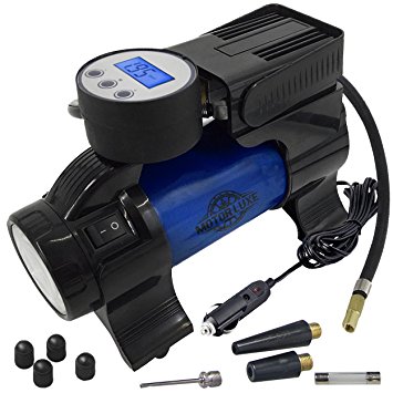 Motor Luxe Portable Air Compressor Pump 12V DC - Digital Tire Inflator with 100 PSI Pressure Gauge for Car - Auto Shut Off & Free Accessories