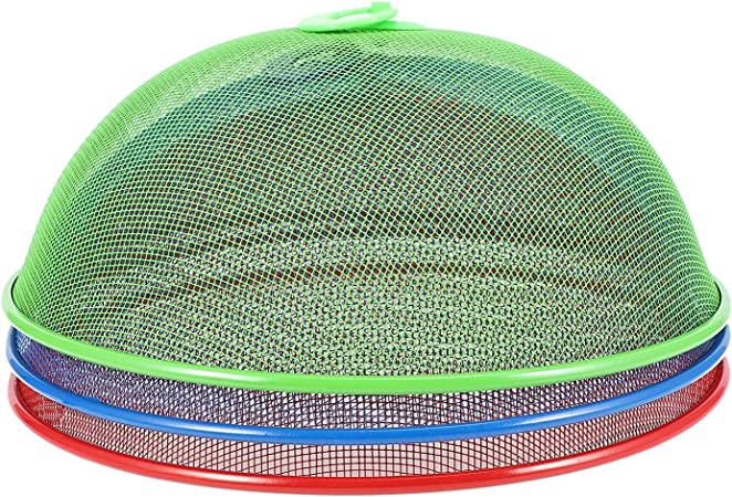 DOITOOL 3Pcs Stainless Steel Mesh Food Cover Round Food Tent Dust Covers Mesh Vegetable Covers for Table Outdoors Camping