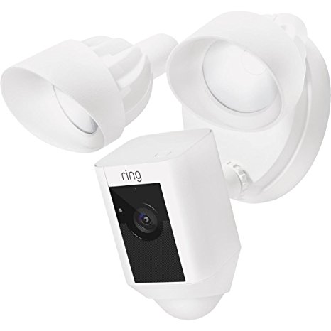 Ring Floodlight Camera Motion-Activated HD Security Cam Two-Way Talk and Siren Alarm, White