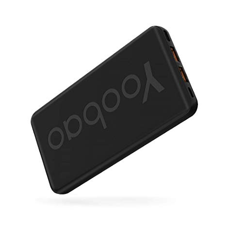 Yoobao Portable Charger, Ultra Slim 10000mAh Power Bank, High-Speed 2 USB Ports Battery Pack Compatible with iPhone Xs X 8 7 6s 6 Plus,Samsung Galaxy and More-Black