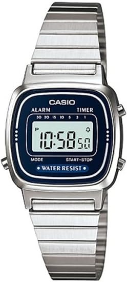 Casio Women's LA670WA-2 Silver Stainless-Steel Quartz Watch with Digital Dial