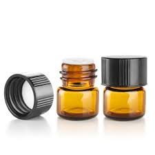 1/4 Dram AMBER Glass Vial - Screw Cap w/ Orifice Reducer - Pack of 144