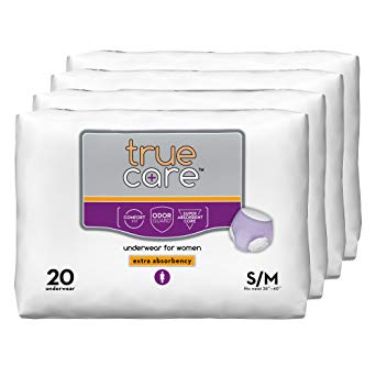 True Care Women's Extra Absorbency Incontinence Underwear, Small/Medium, 80 Count