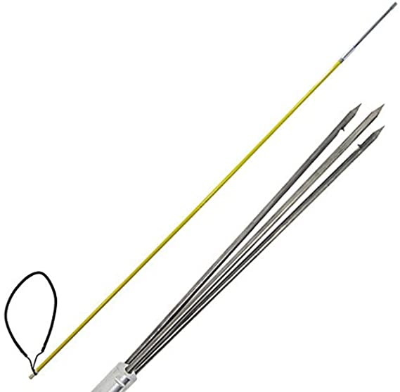 Scuba Choice 7' One Piece Spearfishing Fiber Glass Pole Spear with 3 Prong Barb SS Paralyzer Tip