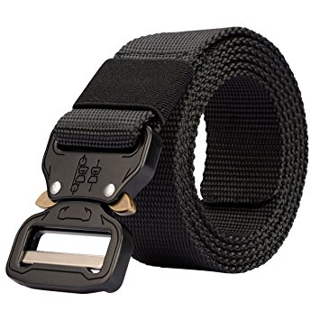 Men's Tactical Belt Heavy Duty Webbing Belt Adjustable Military Style Nylon Belts with Metal Buckle