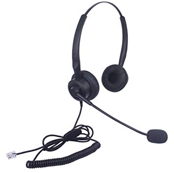Audicom Corded Call Center Headset Headphone with Mic for Avaya 1416 2420 5410 Aastra 6757i Mitel 5330 NEC Aspire DT300 DSX ShoreTel IP230 Polycom 335 and VVX310 400 Telephone IP Phones(H201STA)