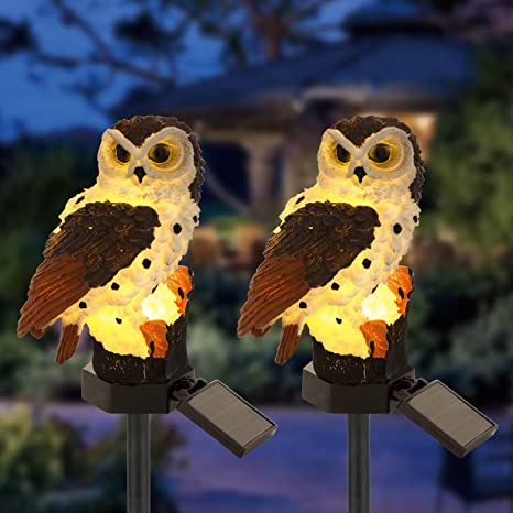 Careland Solar Fake Owl Garden Lights LED Decoy Owl Lamp Up to 8 Hrs Long Last Auto On/Off Waterproof Owl Night Light Path Yard Landscape Decoration (2)