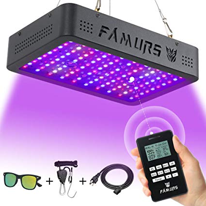 FAMURS 1000W LED Grow Light, Remote Control-Series Grow Lamp with Timer/Thermometer Humidity Monitor and Adjustable Rope,Full Spectrum Plant Light for Indoor Plants Seeding Veg and Flower