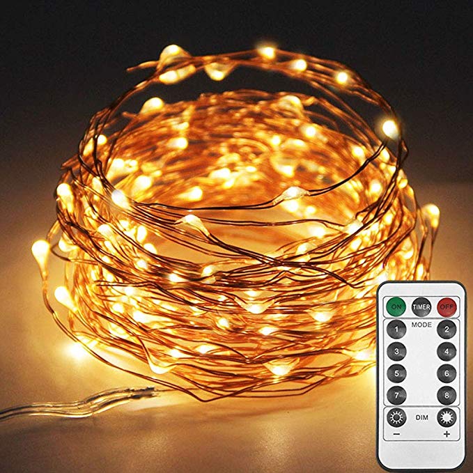 Starry Fairy Led String Lights, Gotop 32.8 ft 100 Led Waterproof Copper Wire Twinkle String Lights with Remote Control Timer, 8 Lighting Modes, Battery Powered Decorative Lights for Patio, Garden, Wed
