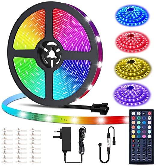 LED Strip Lights, MustWin 12M RGB Light Strips with RF Remote Controller Dimmable Color Changing DIY Color 6 Modes SMD 5050, LED Lights with Memoryfunction for New Year Deco Bedroom Party