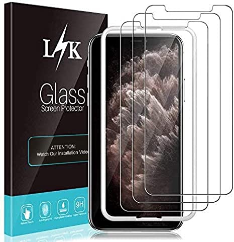 [3 Pack] LϟK Screen Protector for iPhone 11 Pro/iPhone X/iPhone Xs, 5.8-inch, [Frame-Installation] Tempered-Glass 9H Hardness