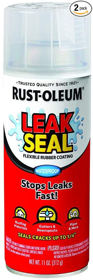 Rust-Oleum 265495-2PK LeakSeal Flexible Rubber Coating Spray, 11 oz, Clear, 2 Pack