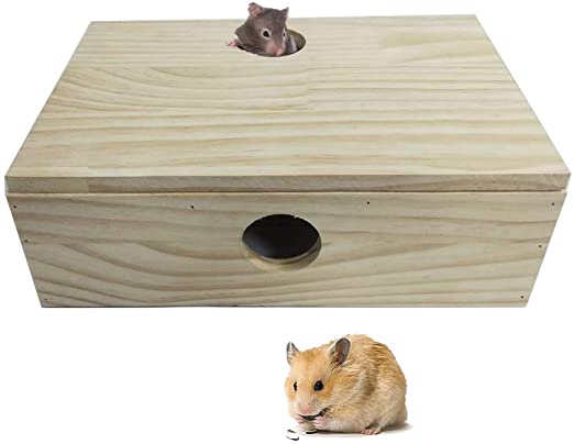 kathson Hamster Maze House Wooden Multi Room Hideouts Tunnel Exploring Toys for Hamsters, Gerbils, Small Rodents